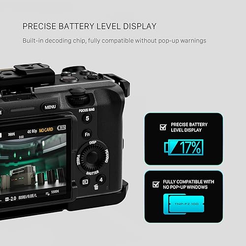 Miniatura 7 de Tilta Batería NP-FZ100 con entrada USB-C (2400 mAh) - Verde  Funciona con A6600, A6700, A9, A9 III, A7S III, A7R III, A7C, A7C II, A7 III, A7 IV,