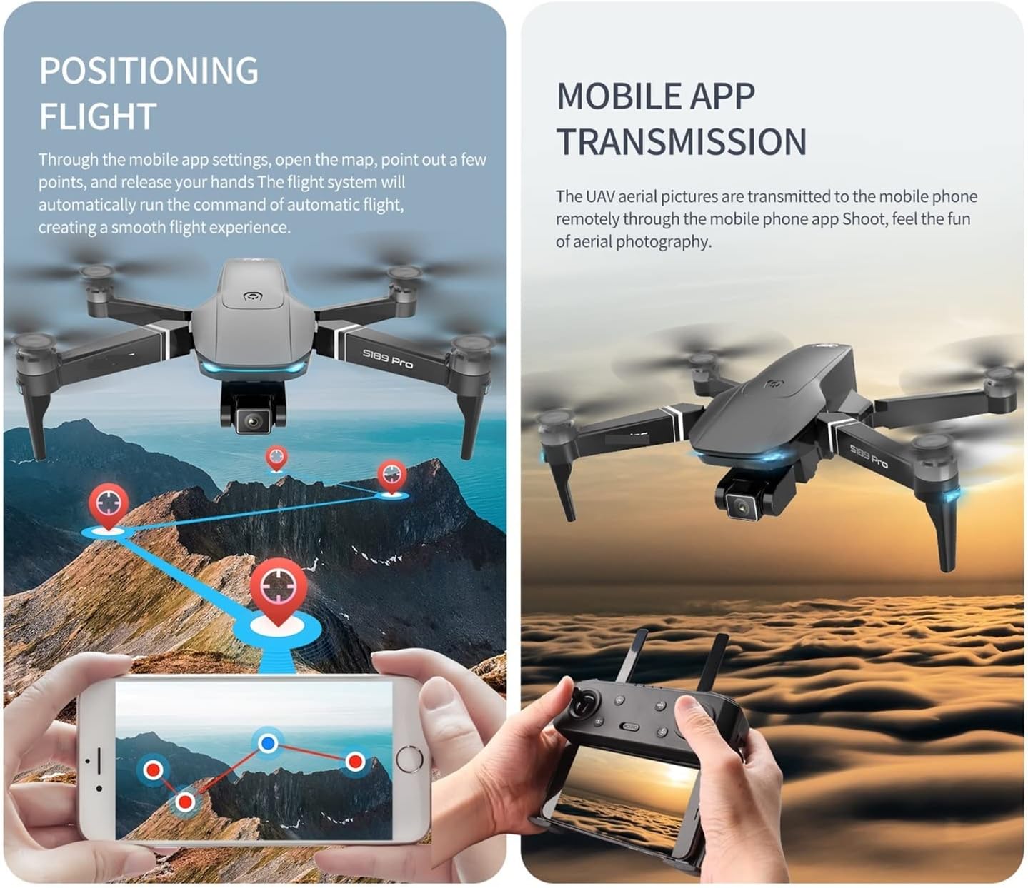 Drone RC Drone GPS 6K HD Dual Camera 5G WiFi FPV Brushless Motor Foldable Quadcopter Helicopter Long Battery Life (Color : Black-4K-3B-Bag Size : 1)