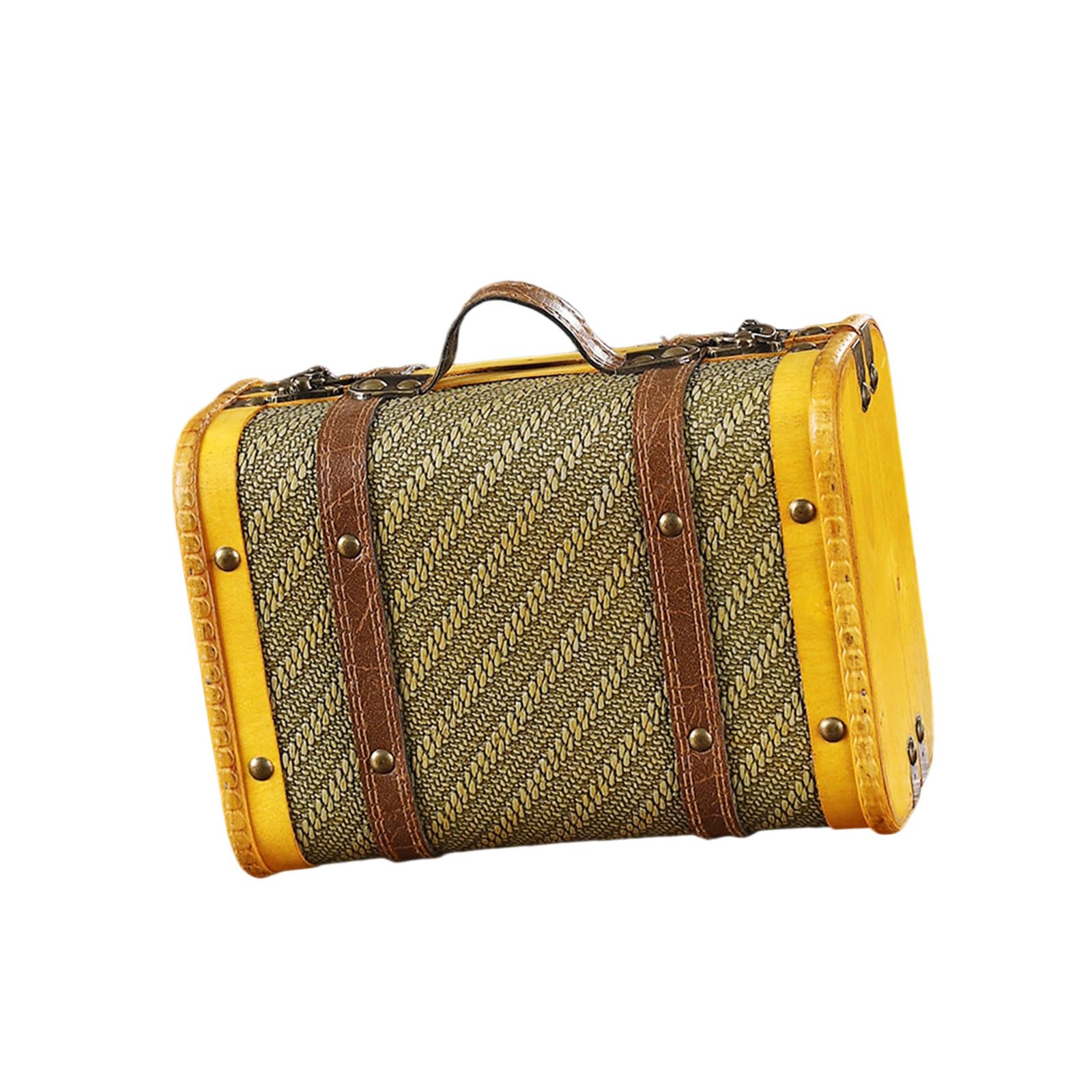 Hsioluted Antique European Styles Handheld Storage Box Sturdy Travel Leather Case Portable for Clothing and Books Organization Travel Storage Box