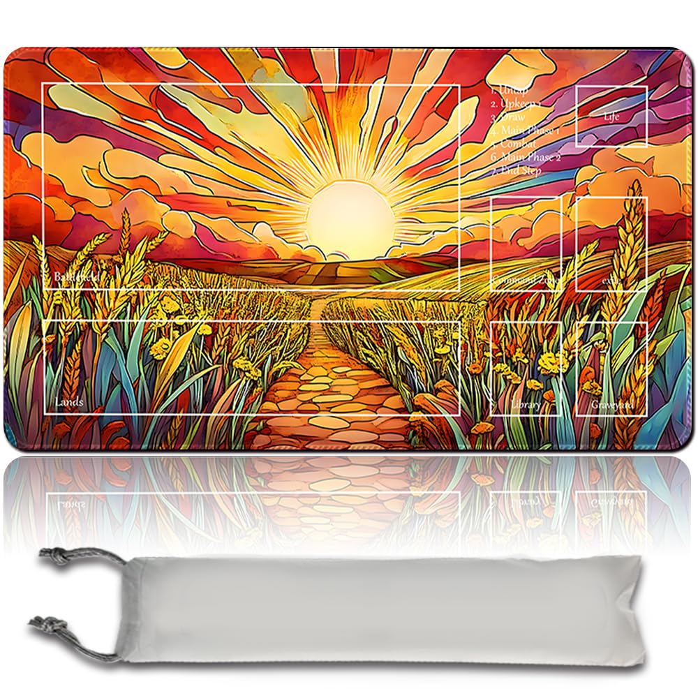 mtg game mat - 60cm x 35cm, original art, non-slip TCG game mat with rubber floor and sewn edges, Commander TCG Rollbar & Folding Card Mat (mtg49-6, With Zone)