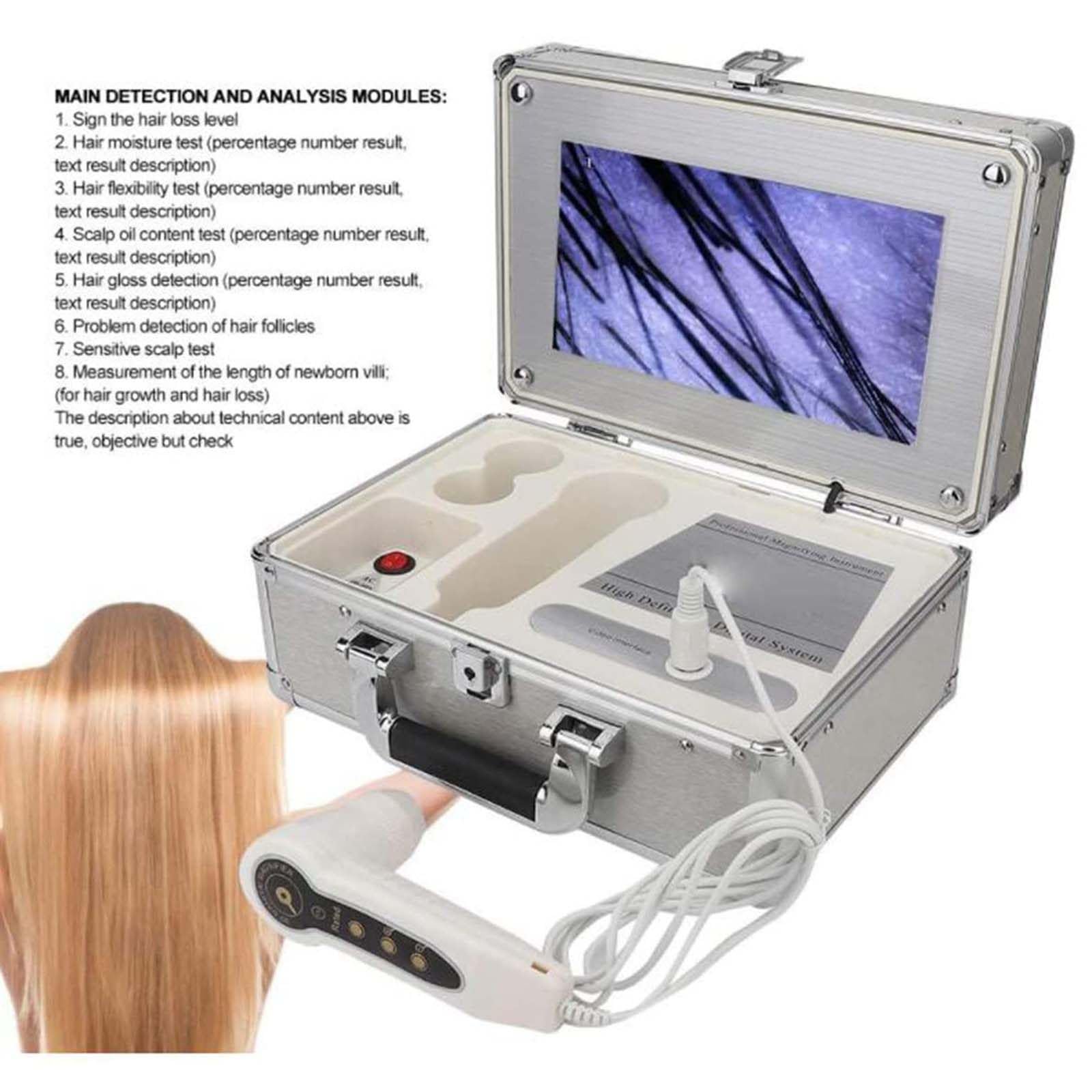 Analizator skóry głowy do włosów, 9 cali HD Smart Skalp, analiza mieszków włosowych, przyrząd do analizy skalpów, 50x/200x detektor skóry twarzy, do testów mieszków włosowych, problemów