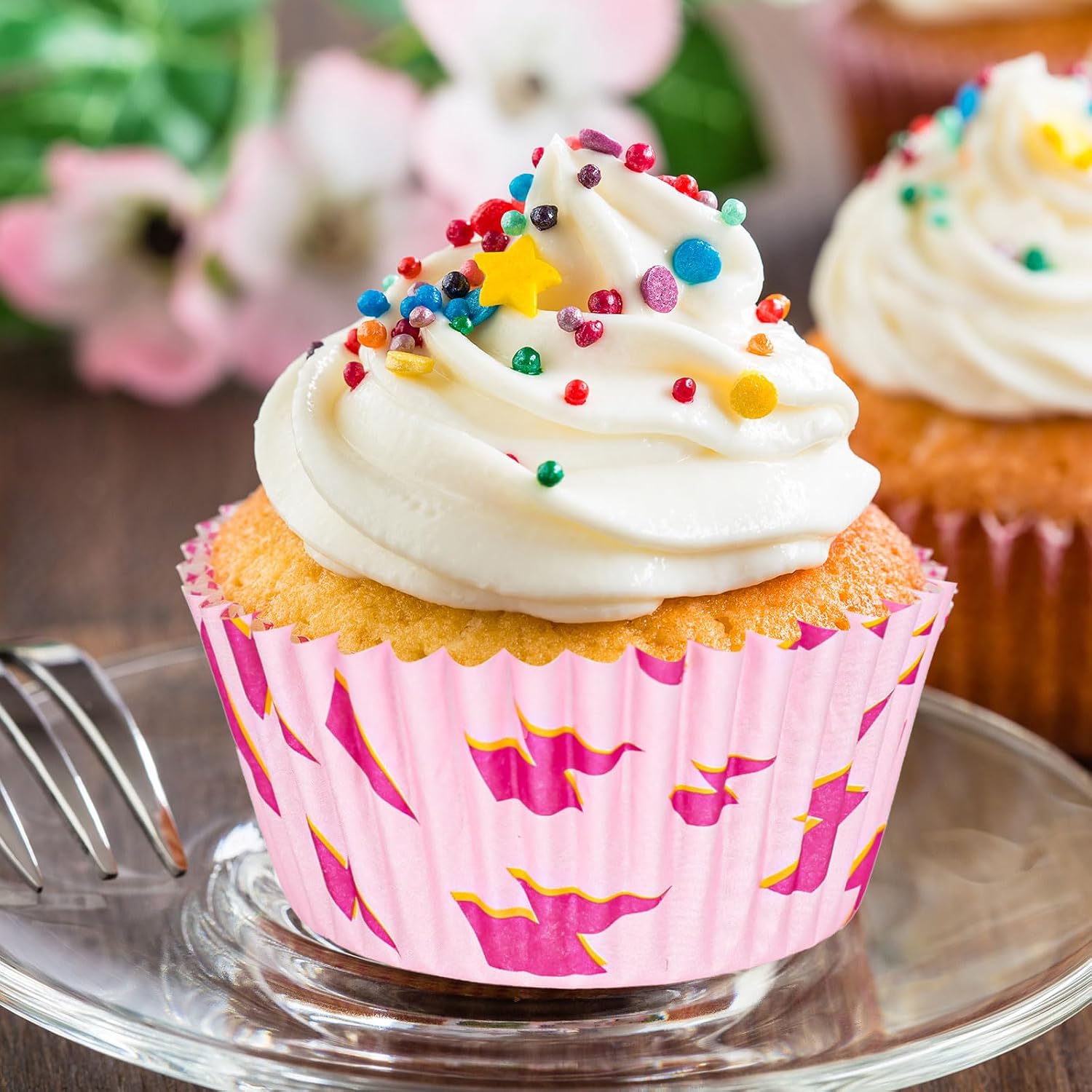 Whaline 300Pcs Smile Face Lightning Cupcake Liners Pink Preppy Baking Cups Standard Muffin Wrappers for Birthday Wedding Bridal Baby Shower Back to School Party Supplies