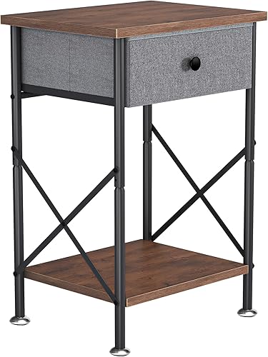 Miniatura 9 de VECELO Mesitas de noche modernas y versátiles, diseño X, mesa auxiliar de noche, estante de almacenamiento con cajón para sala de estar y