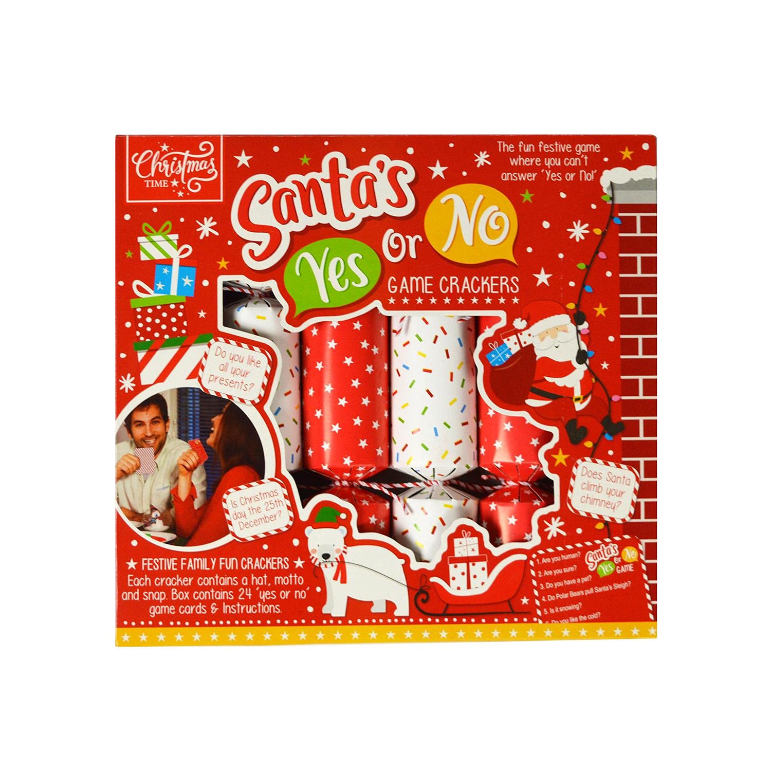 Yöl Santa Yes Or No Set Of 6 Christmas Crackers Santa's Yes Or No Game Novelty Xmas Game Festive Fun