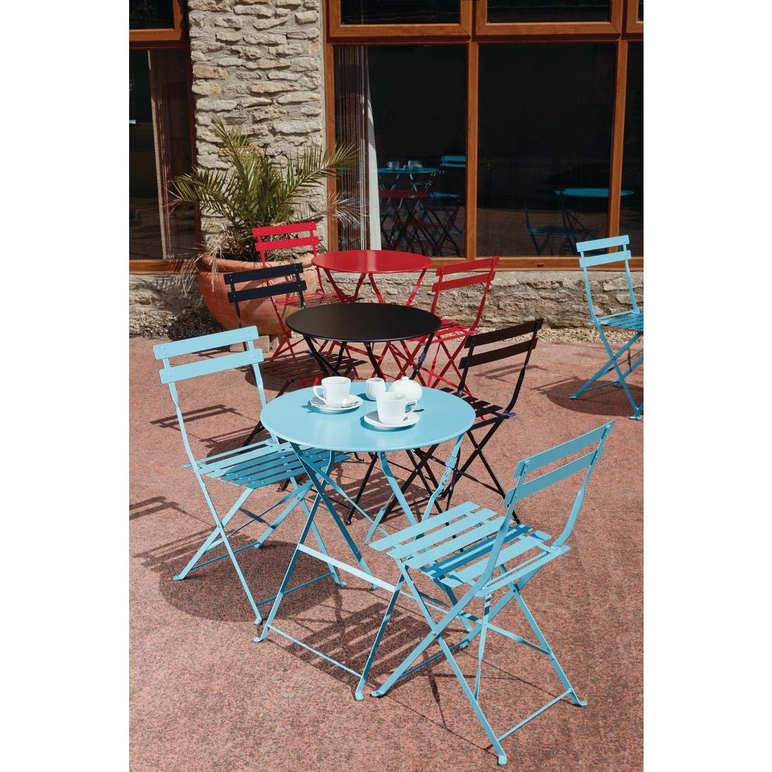 Bolero klappbare Terrassenstühle Stahl rot, 800(H) x 387(W) x 471(D)mm