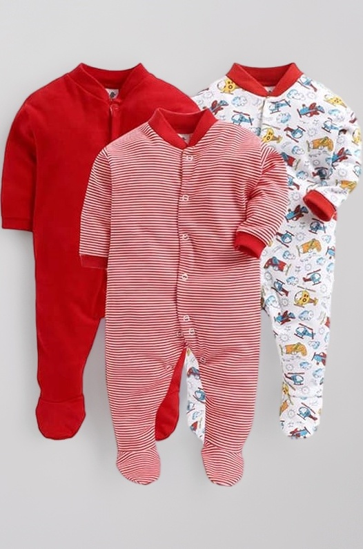 Smiley APPU 100% Cotton Baby Rompers/Sleepsuits/Jumpsuit/Night Suits for Baby Boys & Girls, Infants, New Borns