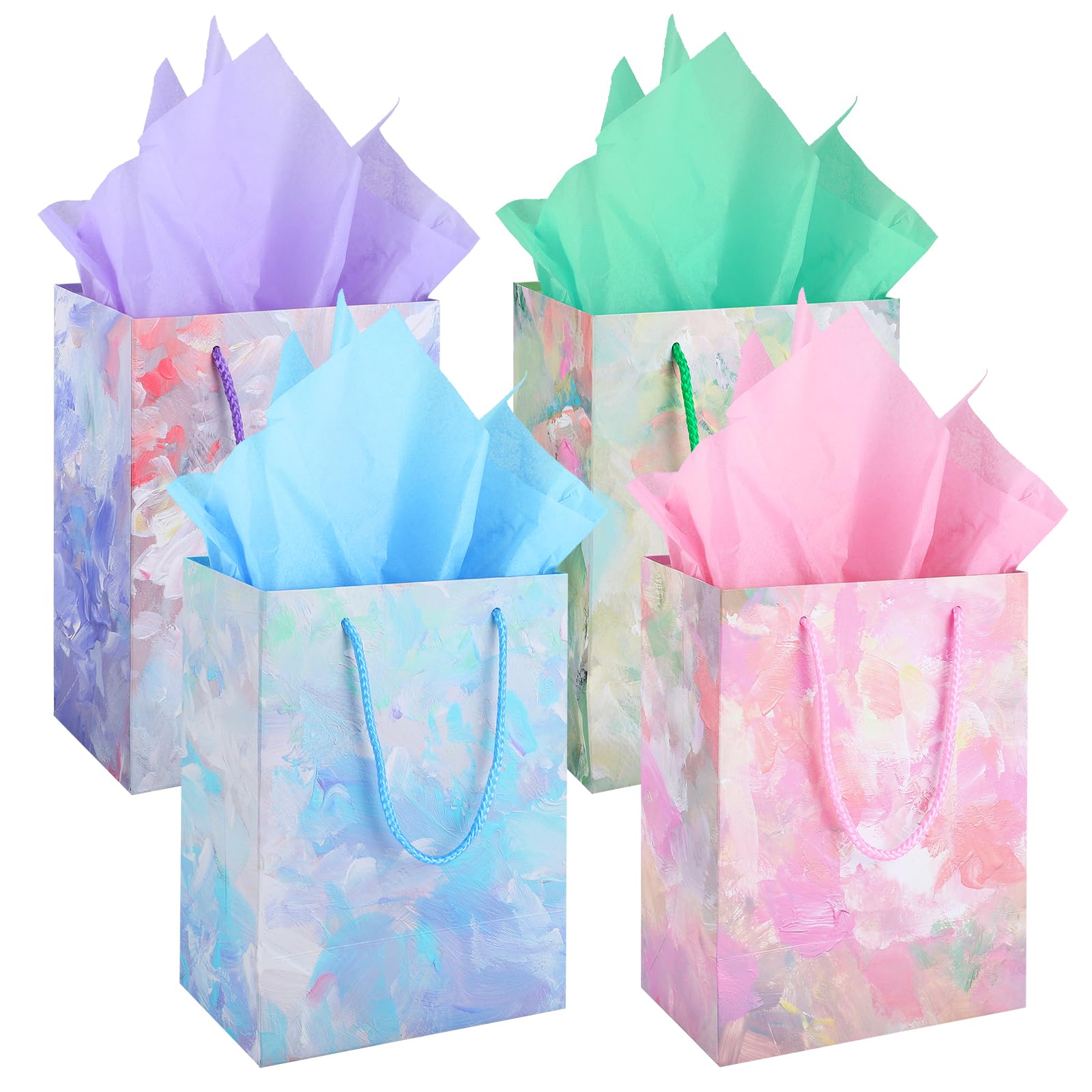 4 Gift Bags (9 x 7 x 4 inch), Gift Bags for Graduation with Tissue Paper for Women Men Kids Sweetheart Teachers Birthday Wedding Party โ image 1