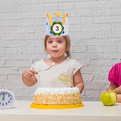 Miniatura 7 de Calcomanías 3D para niños y niñas, corona de tela, regalo de fiesta, decoración de cumpleaños, corona de 0 a 9 números reemplazables