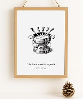 AFFICHE FAMILLE PERSONNALISÉE, Fondue savoyarde, décoration personnalisée, Cadeau de Noël ou anniversaire original et personnalisé - Alimentation, Vacances au ski - Affiche humorisitque