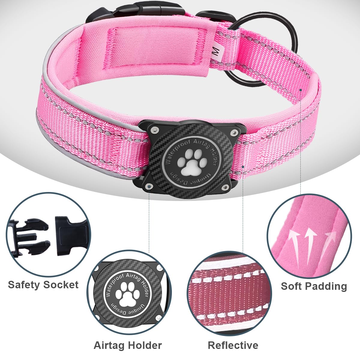 Ytanest Waterproof Airtag Dog Collar, Dog Collar with Apple Air Tag Holder - Image 4
