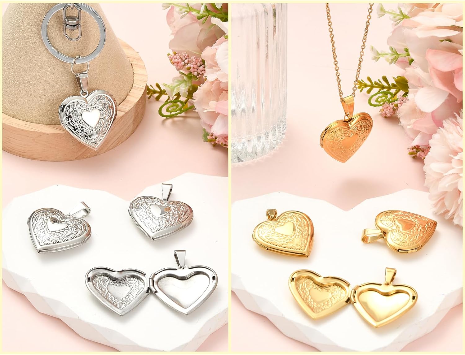 Heart Photo Locket Charms for Jewelry Making Brass Frame Charms Memorial Bracelet Necklace Earring Keychain - Image 6
