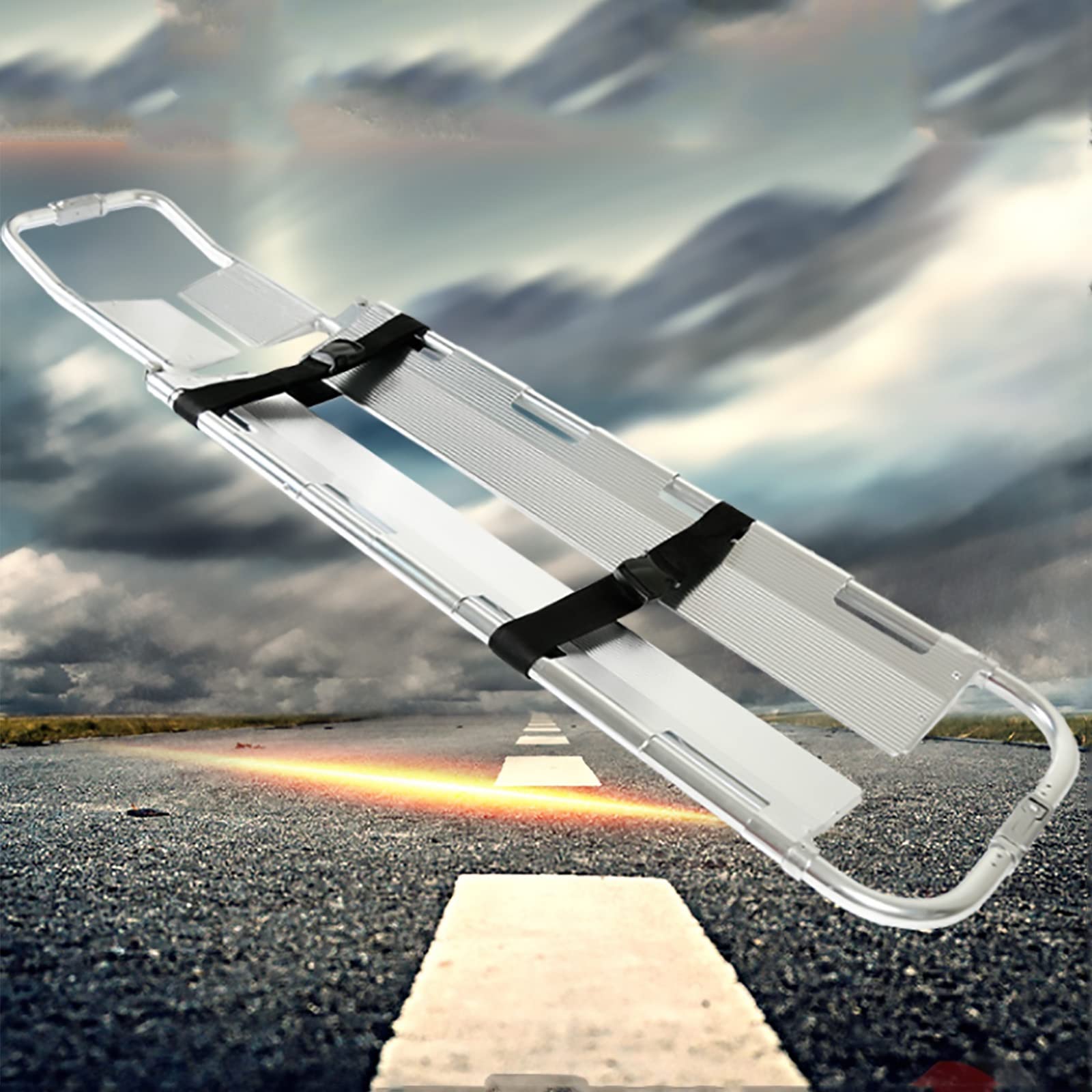 SWENEEN Foldable Stretcher,Scoop Stretcher Aluminum Alloy Detachable Patient Transport Stretcher With Breakaway Hinge Mechanism,