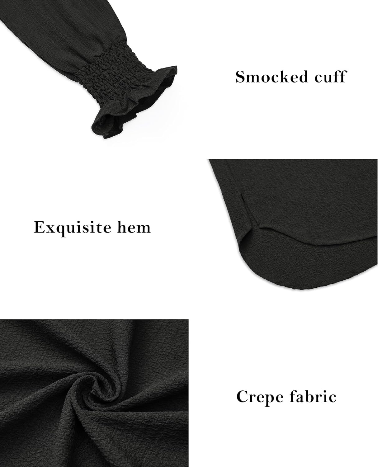 Women's Striped Button Down Shirts Long Sleeve Smocked Cuffed Oversized Boyfriend Blouses Collared Work No Pockets Tops - Image 5