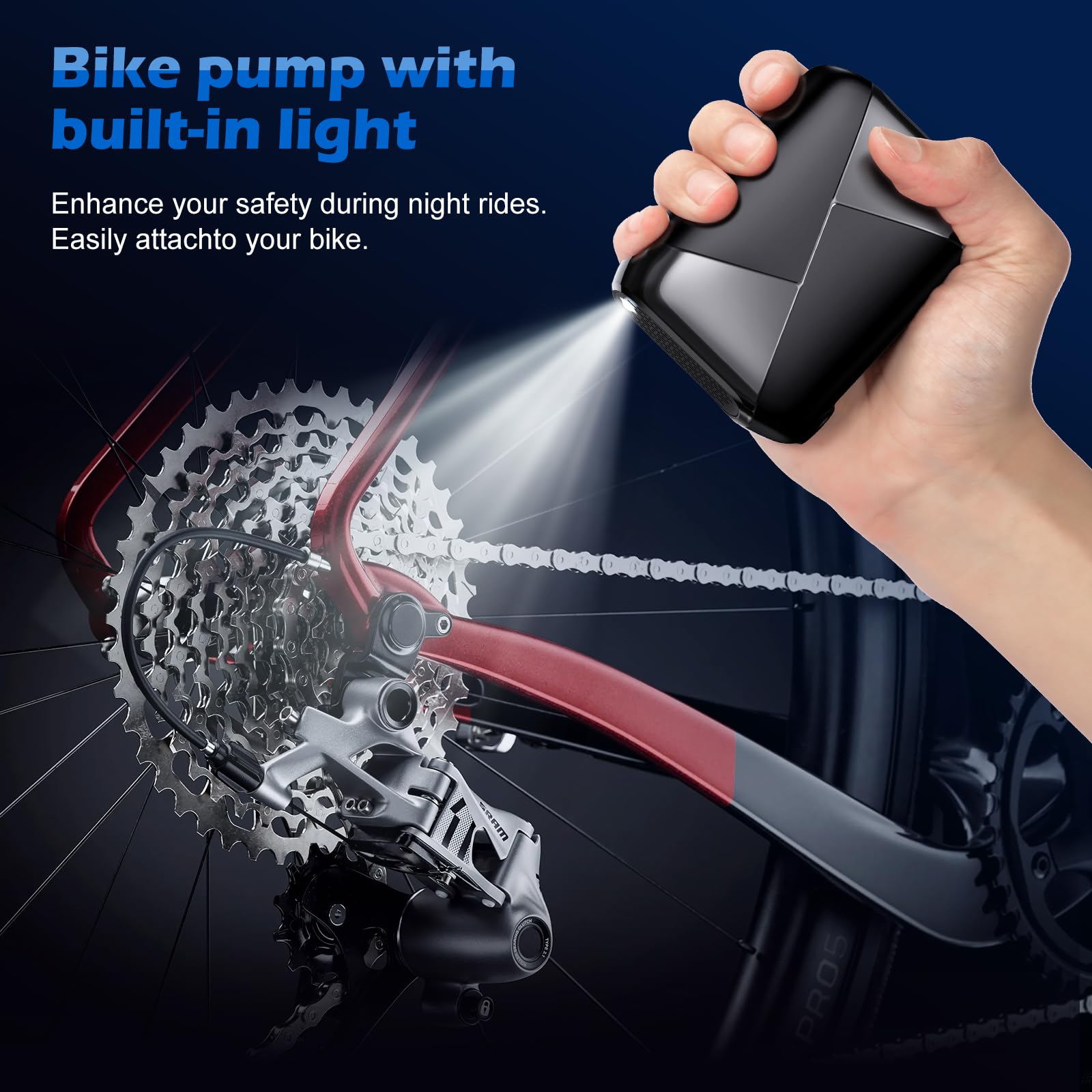 TOPUMP Mini Pompa per Bicicletta, Pompa Elettrica per Bicicletta con Manometro, Pompa per