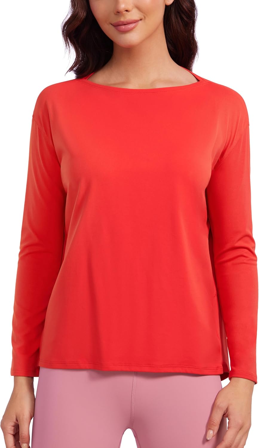 CRZ YOGA Butterluxe-Light Long Sleeve Workout Tops for Women Loose Fit Athletic Yoga Shirts Casual Relaxed Fall Shirt