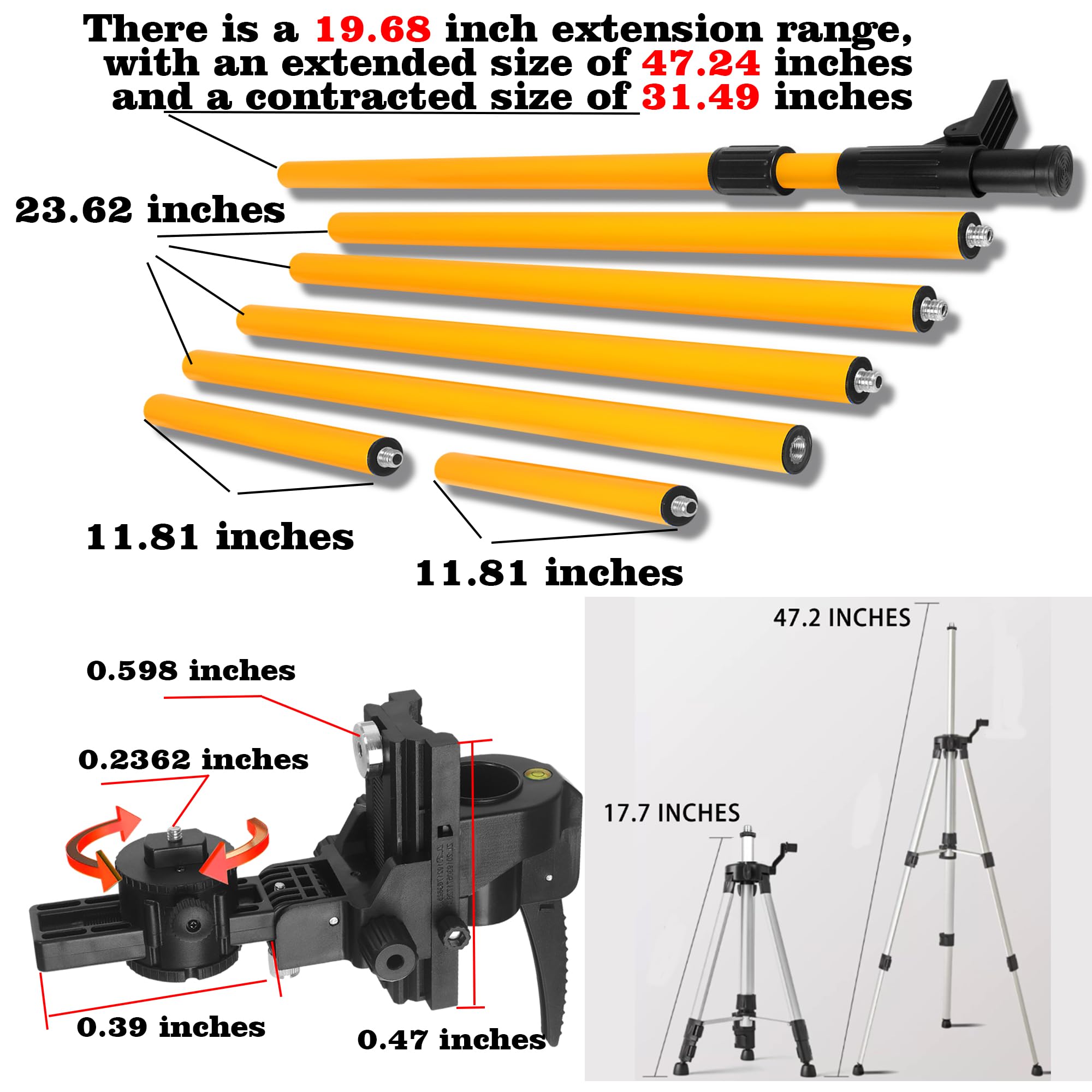 Multifunctional Laser Level Pole - 13.77ft -7