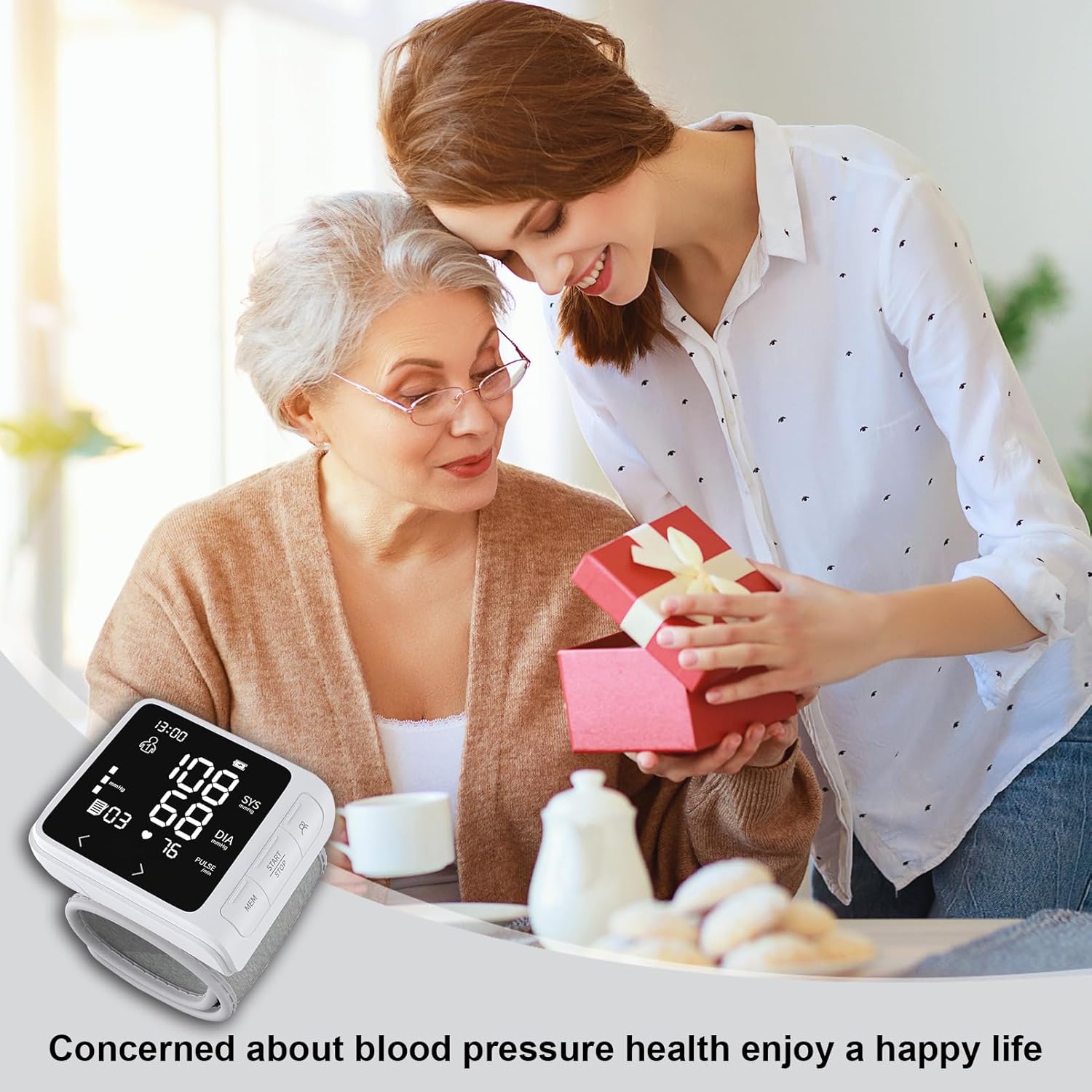 huangirl Wrist Blood Pressure Monitor | Wrist Blood Pressure Monitors for Home Use | Automatic Blood Pressure Monitor Wrist Blood Pressure Cuff with 2 Users Memory LCD Display Hypertension Alarm