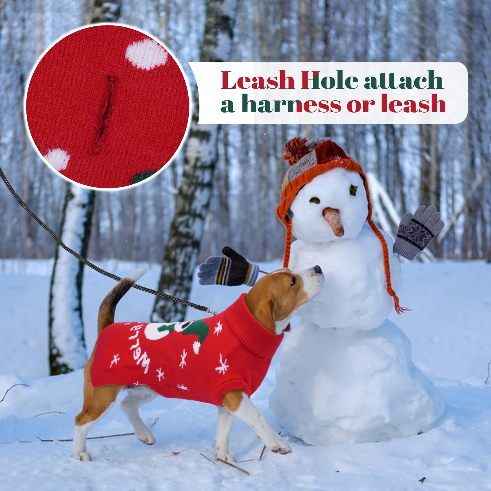 Jersey Navidad Perro Mediano - Sueter con Muñeco de Nieve, Cálido, sin Mangas, con Agujero para Arnés, Ropa para Bulldog Frances, Corgi Grande, Border Collie (Rojo XL)