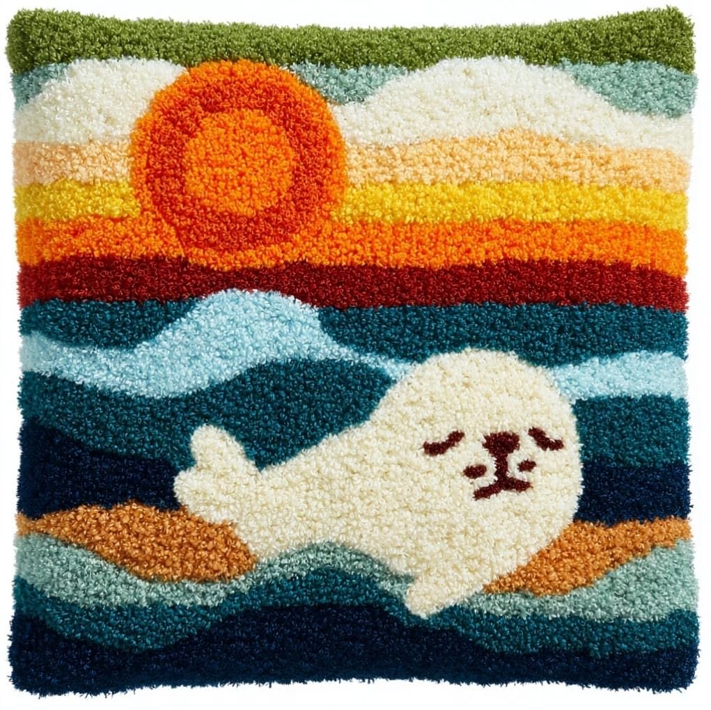AxiangziK Beginners DIY Crochet Pillow Kit,Cartoon Sea Lion
