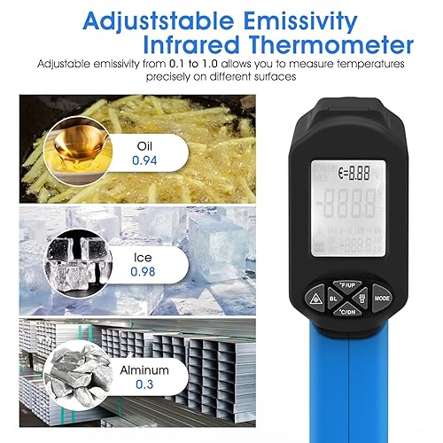 Miniatura 5 de Termómetros infrarrojos, pistola de termómetro láser, pistola de temperatura 501 para pistola de termómetro infrarrojo de -58   3416  para