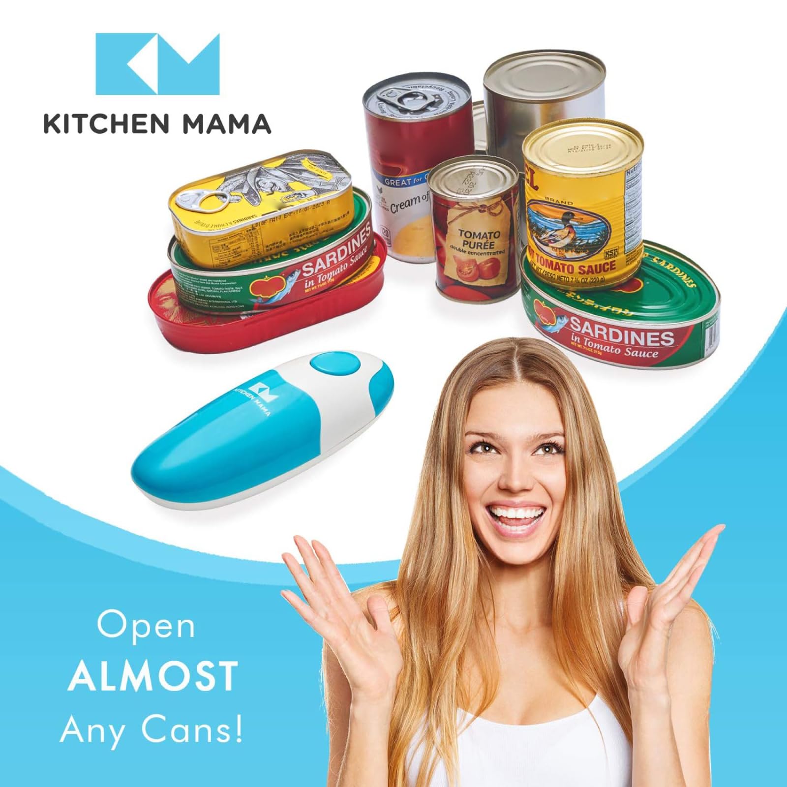 Amazon.co.jp: Kitchen Mama 電動缶切り：ボタンを押すだけで缶を開封