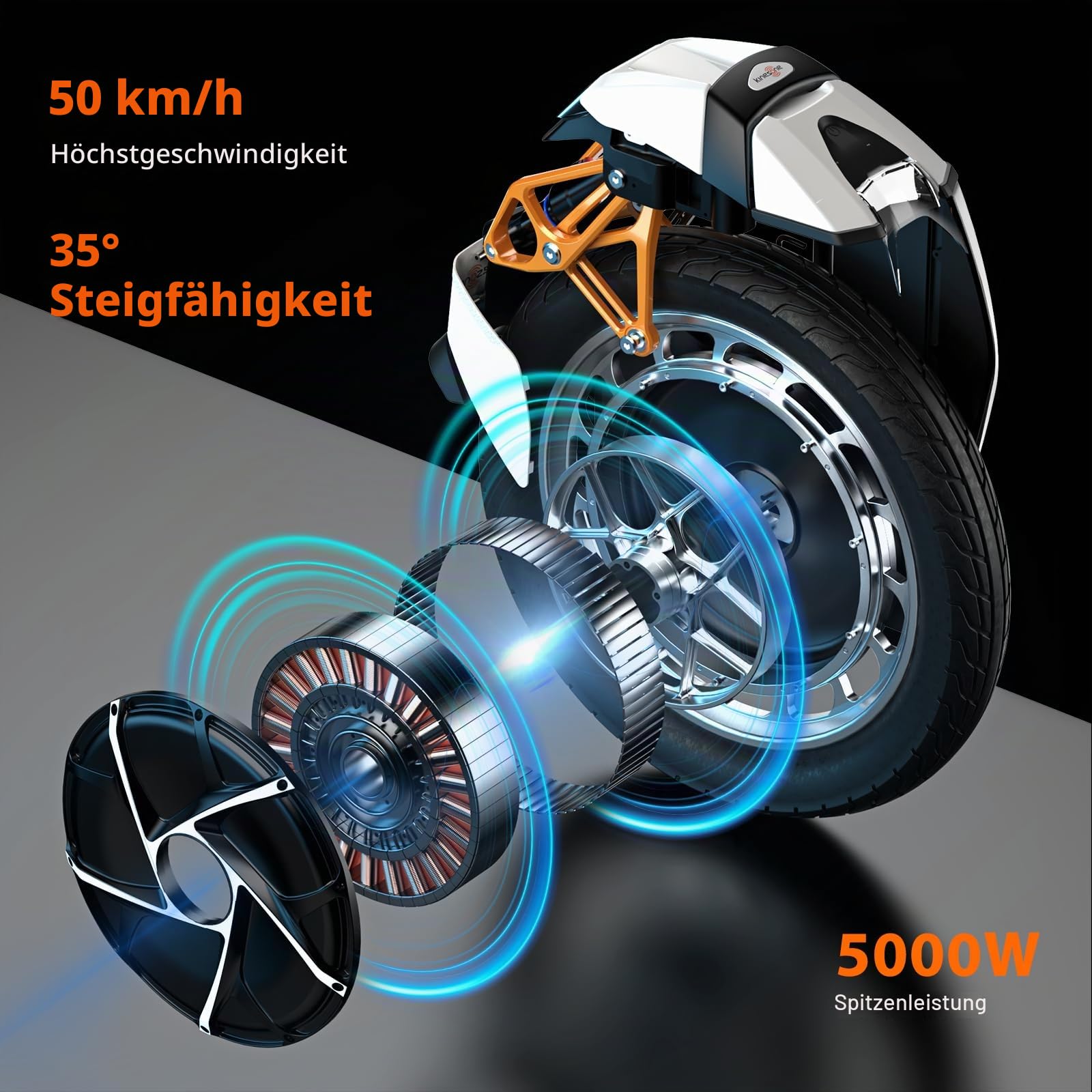 KINGSONG Elektrisch Einrad S18 Pro + White 1110Wh, Motor 2200W, Reichweite bis zu 80km, Begrenzte Geschwindigkeit 25km/h, Reifen 18",