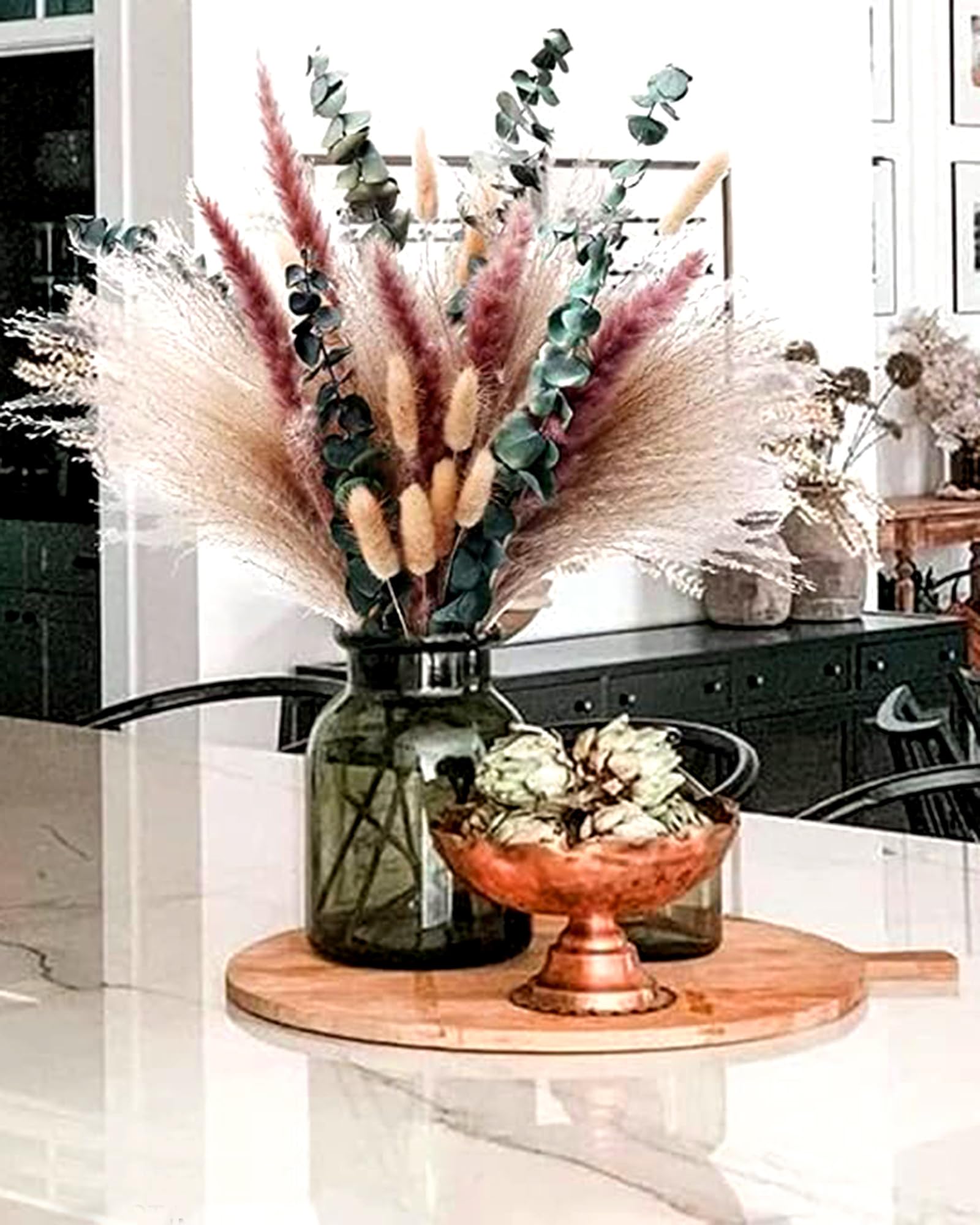 Homesake® Mixed Dried Pampas Natural Grass Decor 50 Pcs DIY Boho Natural Dried Flowers Eucalyptus Decor Dry Dried Plants Bouquet for Floral Arrangements Decorations for Home Wedding (Multi Color-50)-image-8