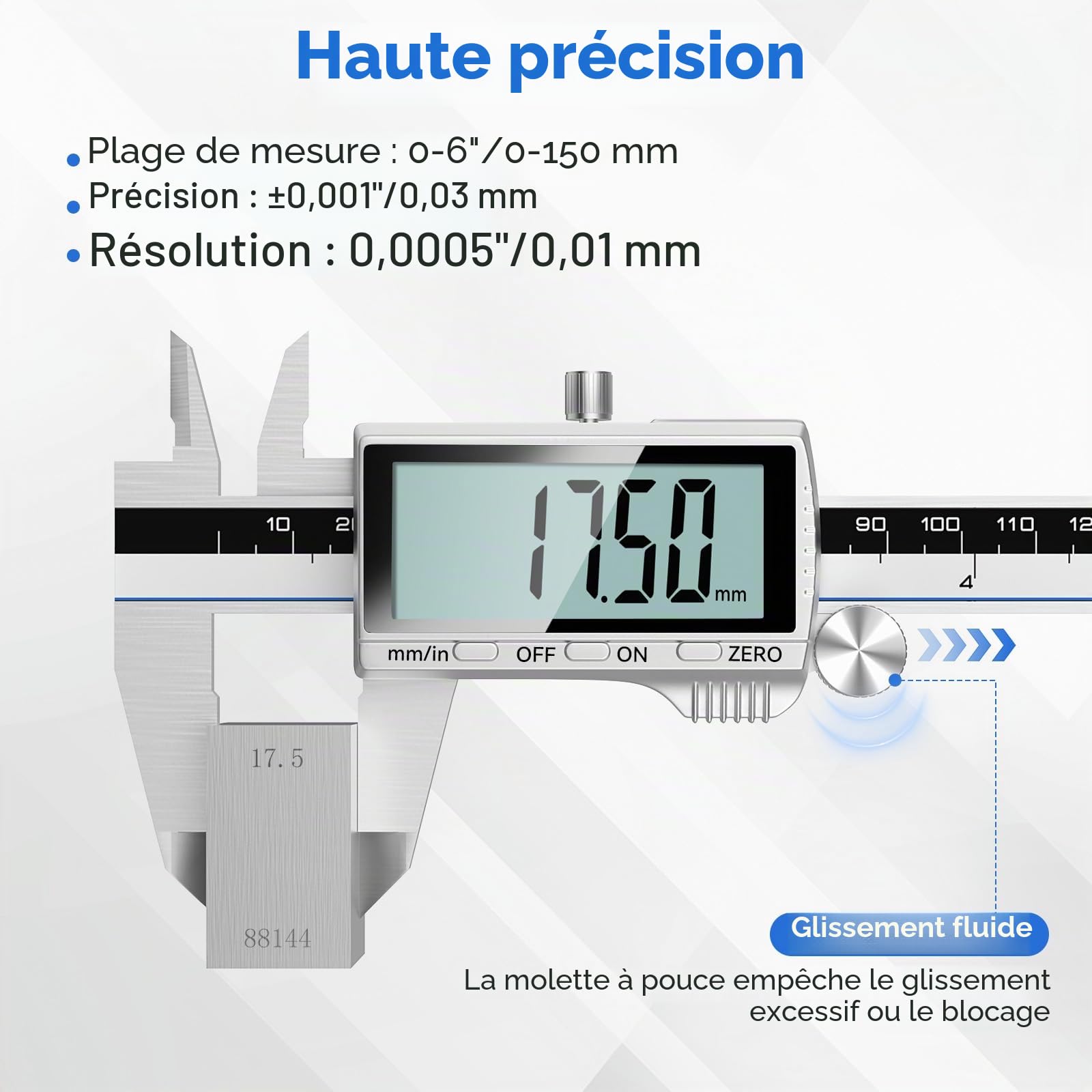 Housolution Pied à Coulisse Numérique, Outil de Mesure 8" avec Grand LCD | Commutation Pouces/MM, 4 Modes de Mesure, Micromètre en Acier Inoxidable avec Écran Éclaboussures pour Menuisiers