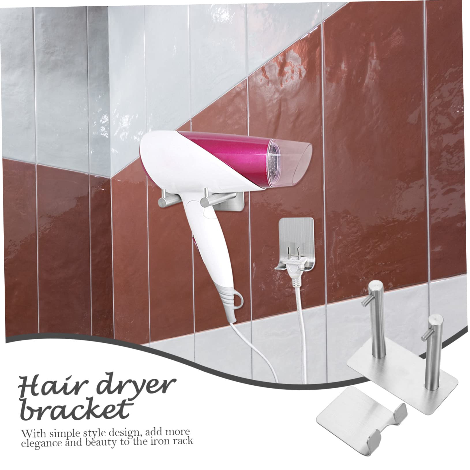 Alipis 3sets Per Asciugacapelli Da Muro Acciaio Inossidabile Portasciugacapelli Facile Da Installare Per Bagno e Design Leggero e Antiruggine Compatto e