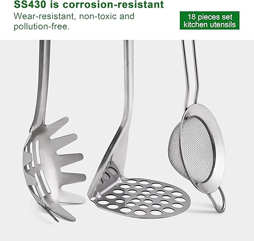 Miniatura 4 de Juego de utensilios de acero inoxidable, 28 piezas de utensilios de cocina y herramientas con soporte, el mejor juego de herramientas de cocina de