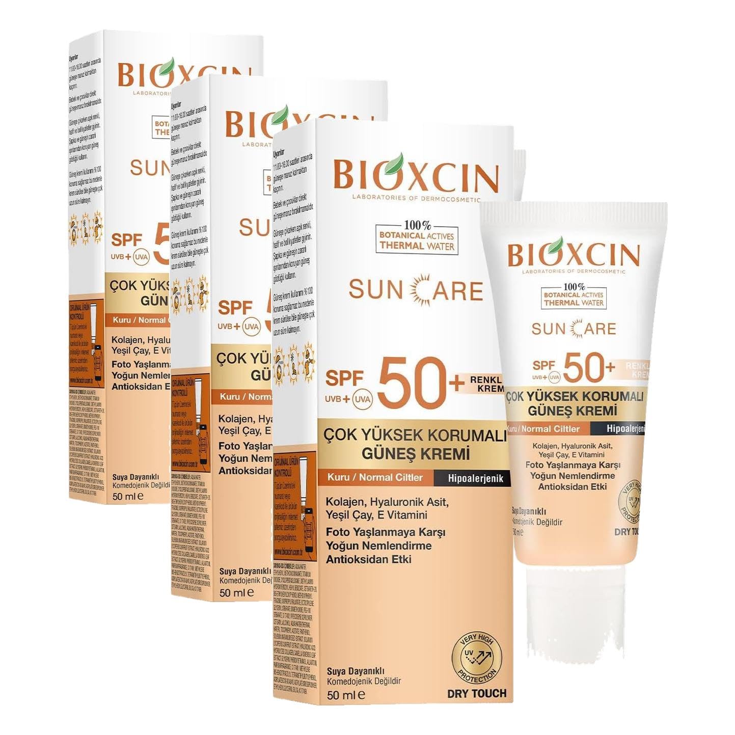 Bioxcin Sun Care Çok Yüksek Korumalı Kuru Ciltler Için Renkli Güneş Kremi Tinted Spf 50+ 50 ml (3 paketi)