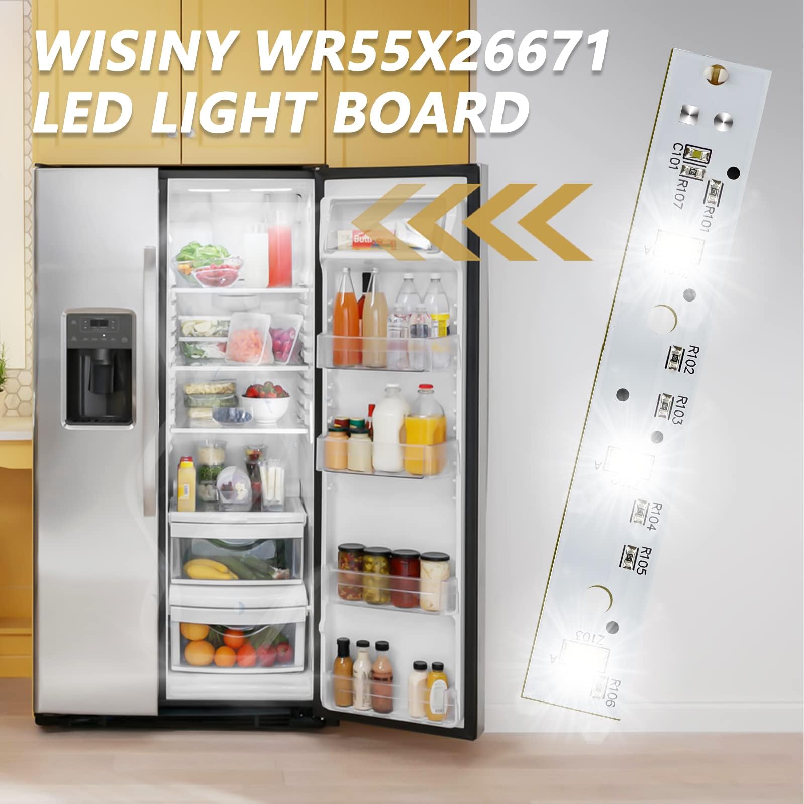 WR55X26671 Refrigerator LED Light Board Replacement for GE