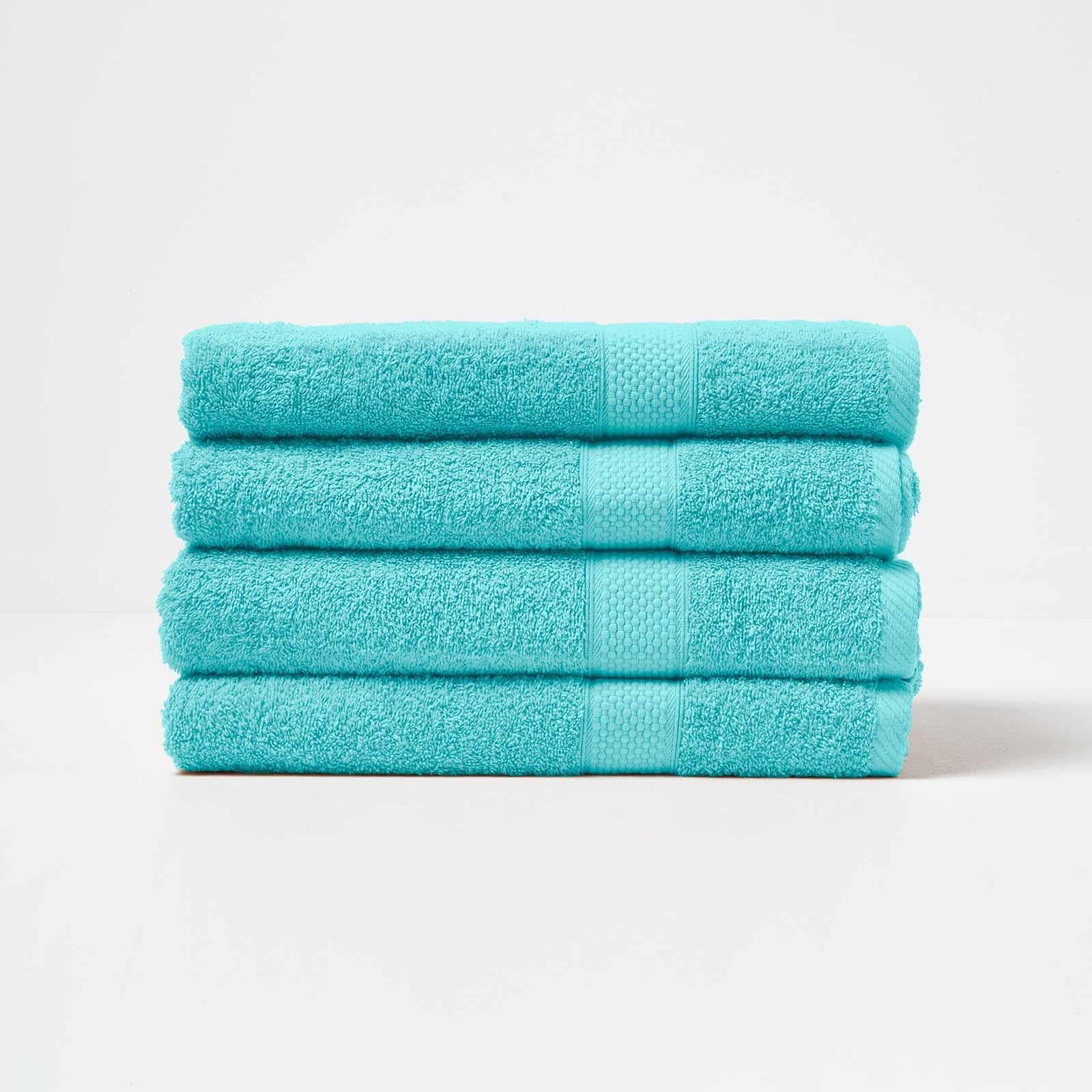HOMESCAPES Aqua Blue Turkish Cotton Set of 4 Bath Towels Super Soft Thick & Absorbent 500 GSM Towel Heavy Weight for everyday Luxury — image 1