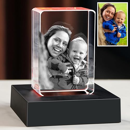 Foto de Cristal 3D, Regalos Personalizados del Día de la Madre para Mamá, Esposa, Abuela, Esposo Excelente con Tu Propia Foto, Aniversario
