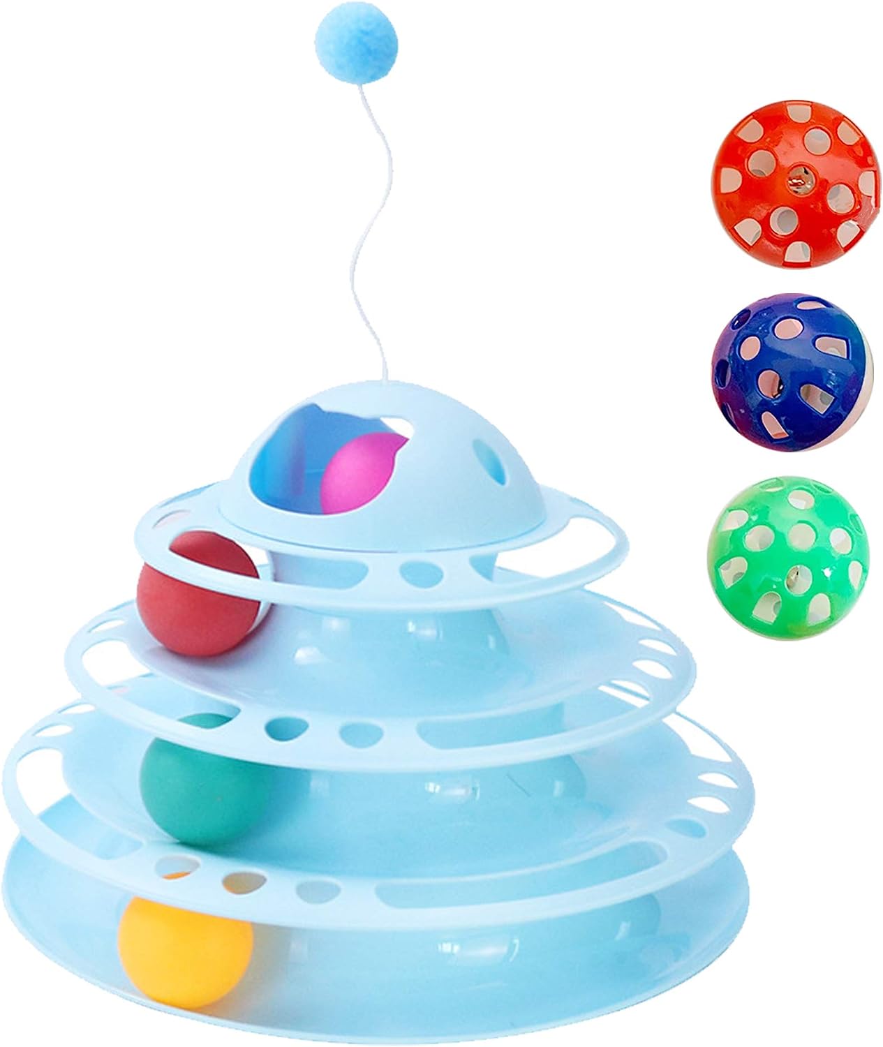 BeeCute Cat Roller Toy Towers Tracks Roller for Indoor Cats with 4 Colorful Balls Interactive Multiple Kitten Fun Exercise Puzzle Toys…
