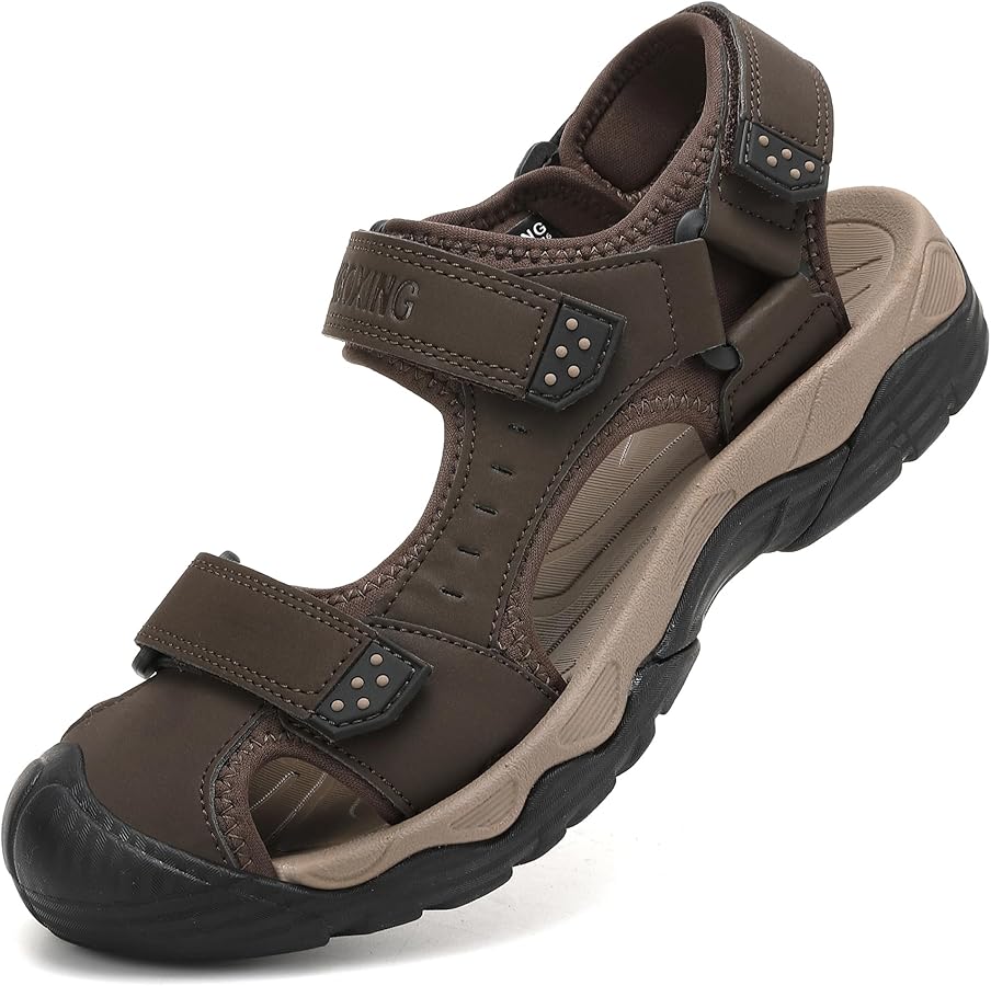 XGG Sandali Punta Chiusa Donna Estivi Comode Cuoio Platform Sandalo