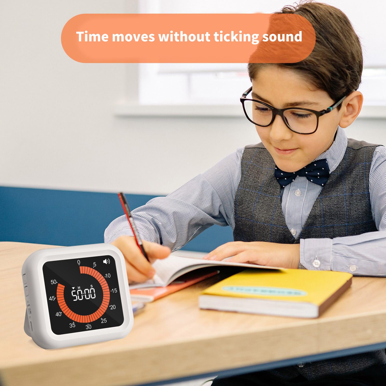 Temporizador digital multiuso, función de cuenta regresiva, instrumento de cronometraje, brillo seleccionable para tareas escolares y de cocina, temporizador de alarma silencioso
