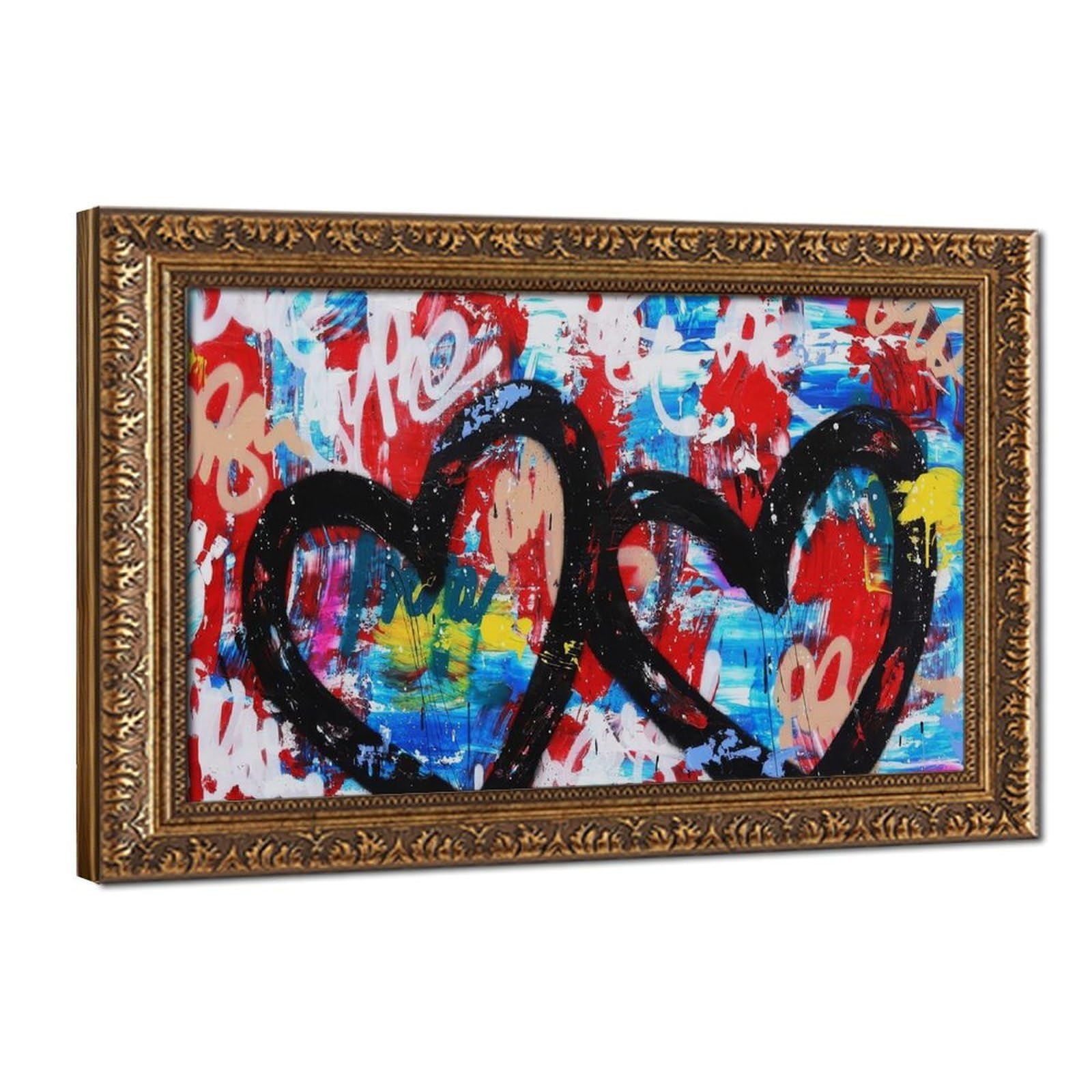 Bareronor Hearts Graffiti Poster Canvas Poster Bedroom Decor Landscape Office Room Decor Gift 24" L X 36" W