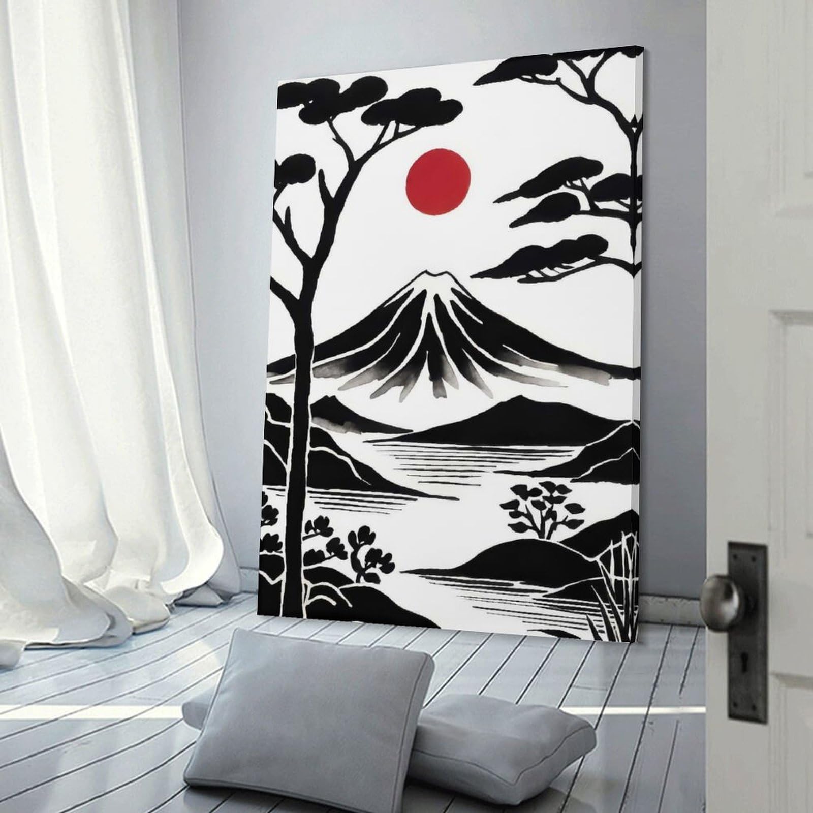 Junmoney Mount Fuji Landscape Canvas Art Print, 24x36inch(60x90cm), for Office Decor, Home Working Or Creative Rooms, Wall Art That Adds Style to Work Areas