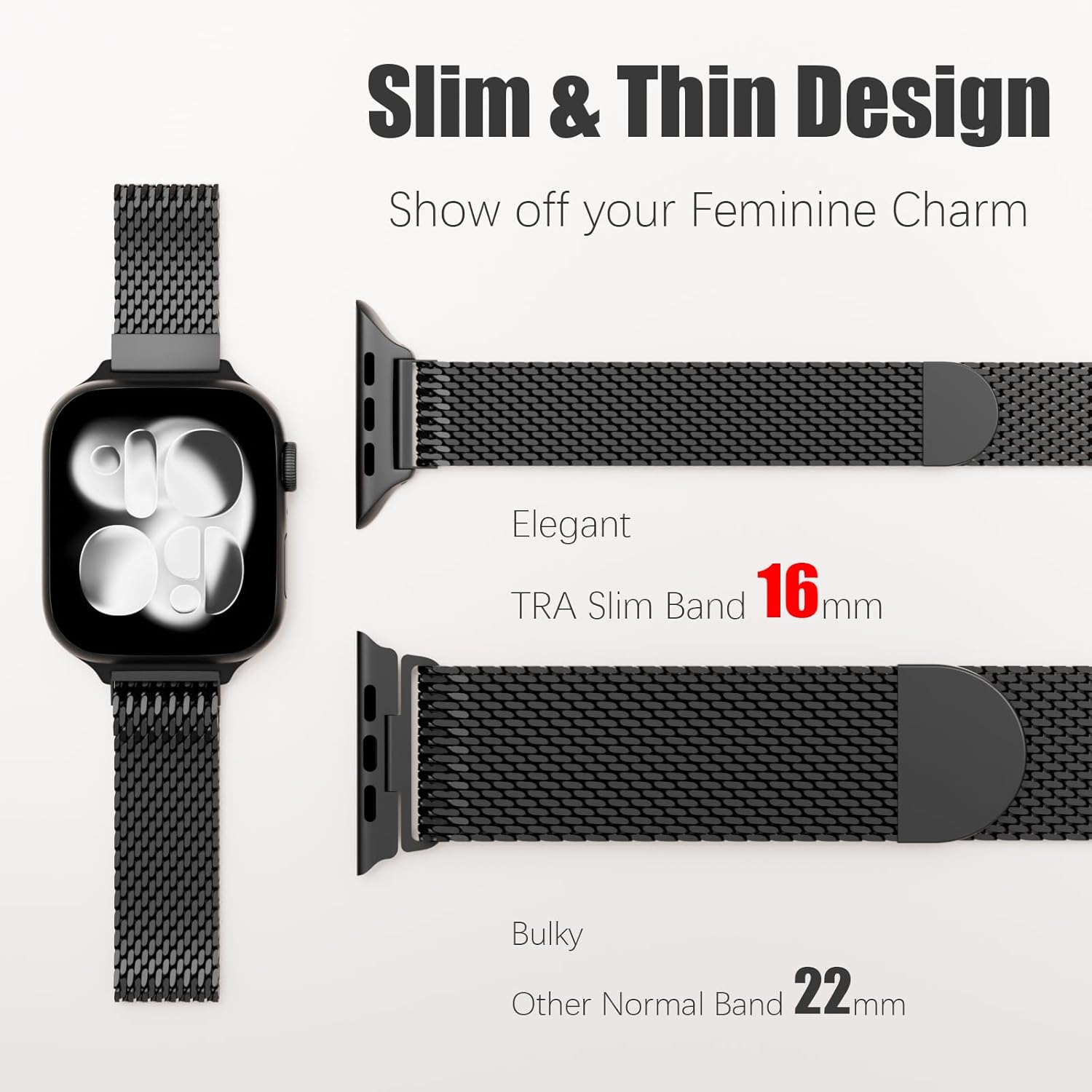 Slim Thin Milanese Loop Band Compatible with Apple Watch 38mm 40mm 41mm 42mm 44mm 45mm 49mm Women Men, Stainless Steel Mesh Magnetic Clasp Strap for iWatch Series 11 10 9 8 7 6 5 4 3 2 1 Ultra SE - Image 2