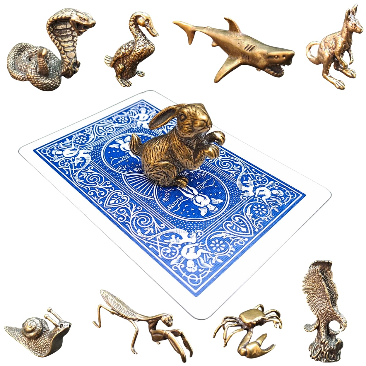 Poker Totems | Poker Card Guard | Brass Animals Edition | 44 Designs To Choose From | Heavy Weighted Card Protectors | Minature Metal Ornaments | Lucky Charms (The Rabbit)