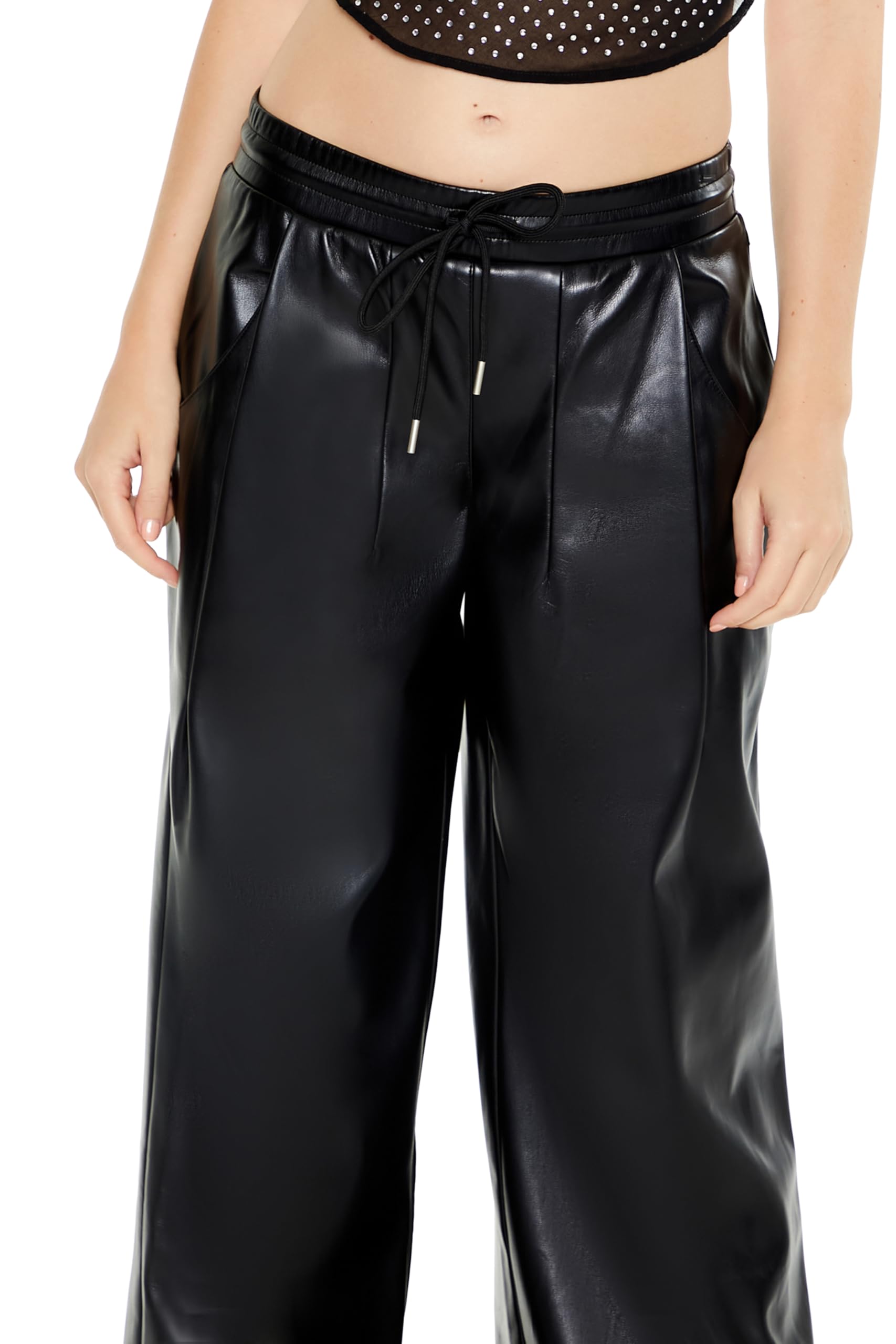 Forever 21 Faux Leather Drawstring Pants Pantalons Femme