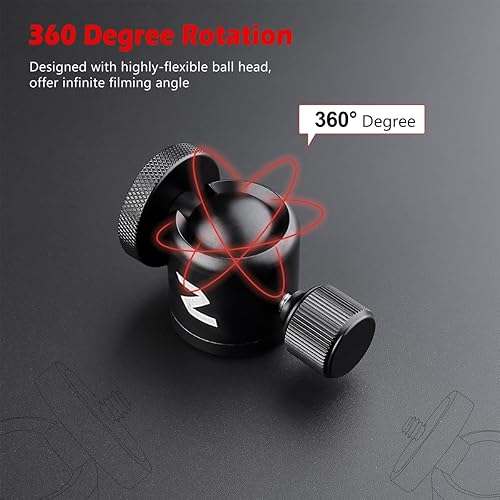 Miniatura 6 de Zeadio Kit de trípode flexible para cámara, con soporte de cabeza de bola de metal, soporte de trípode para teléfono celular y obturador remoto