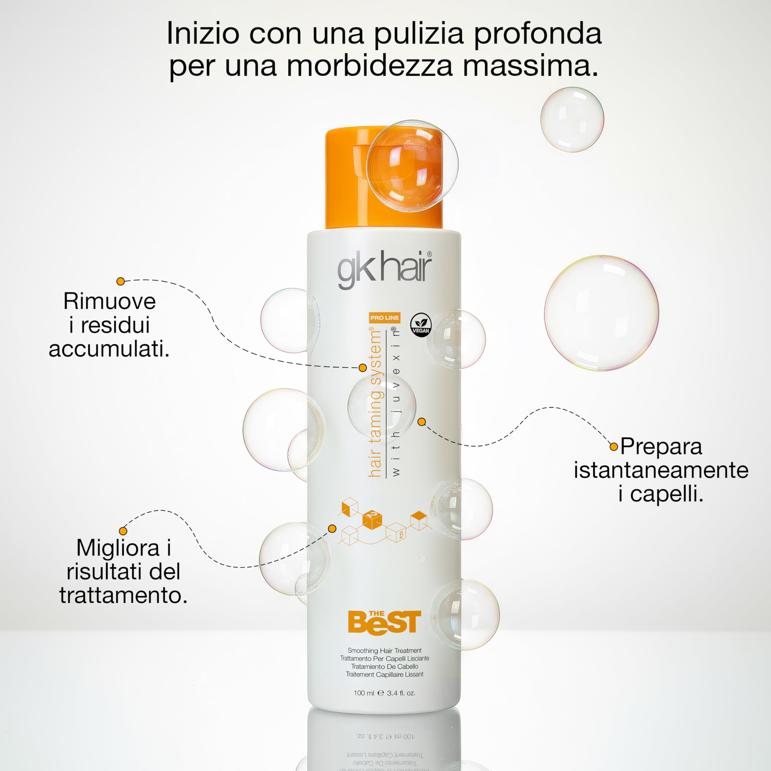GK Hair The Best Trattamento Lisciante Professionale (100ml) – Kit per Capelli Lisci, Setosi e Naturali