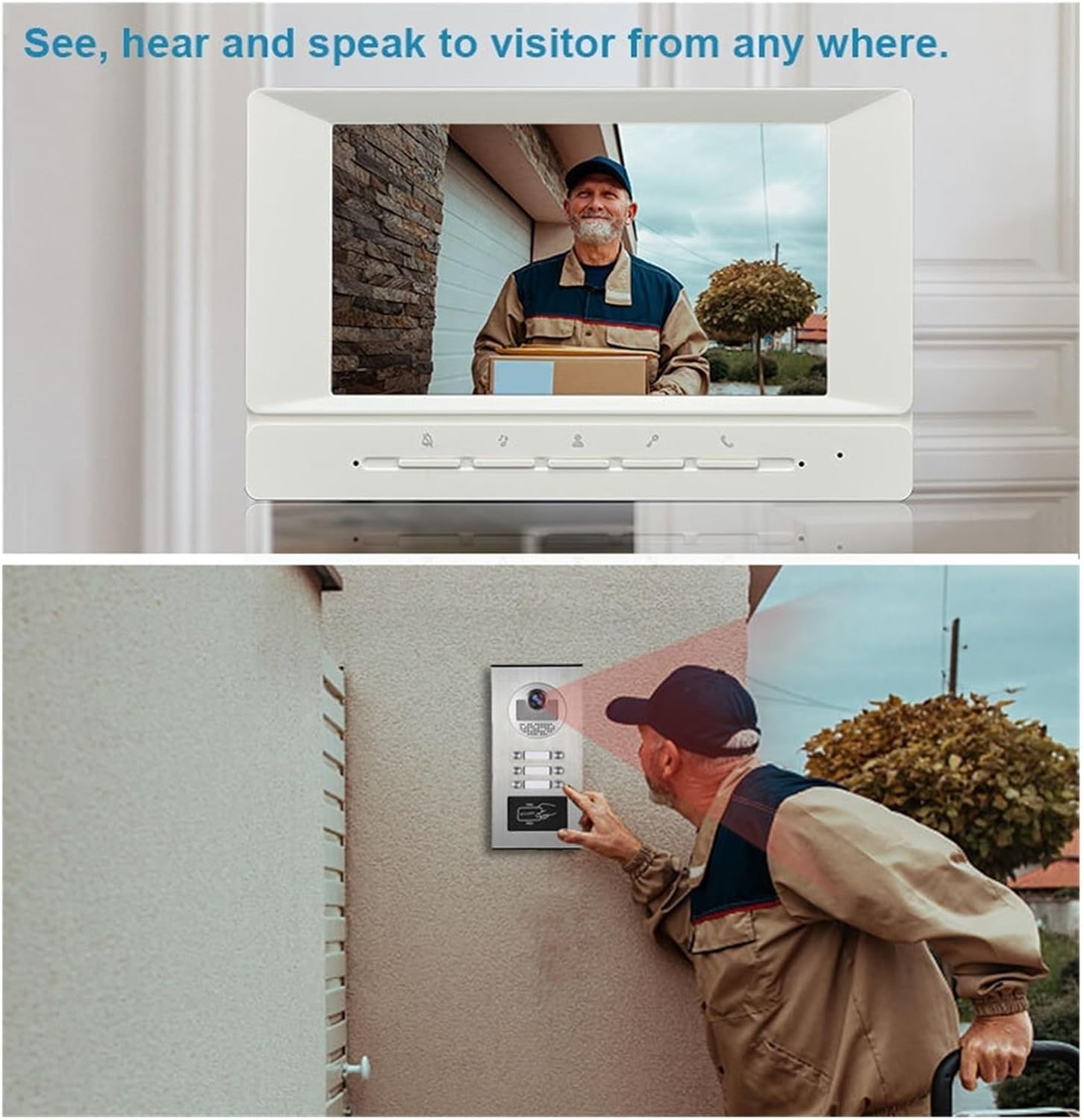 Apartment Video Building Intercom Door Phone Kits Video Door Intercom System Multi Buttons for 2-12 Units Easy Installation (Size : G KIT) (G KIT)