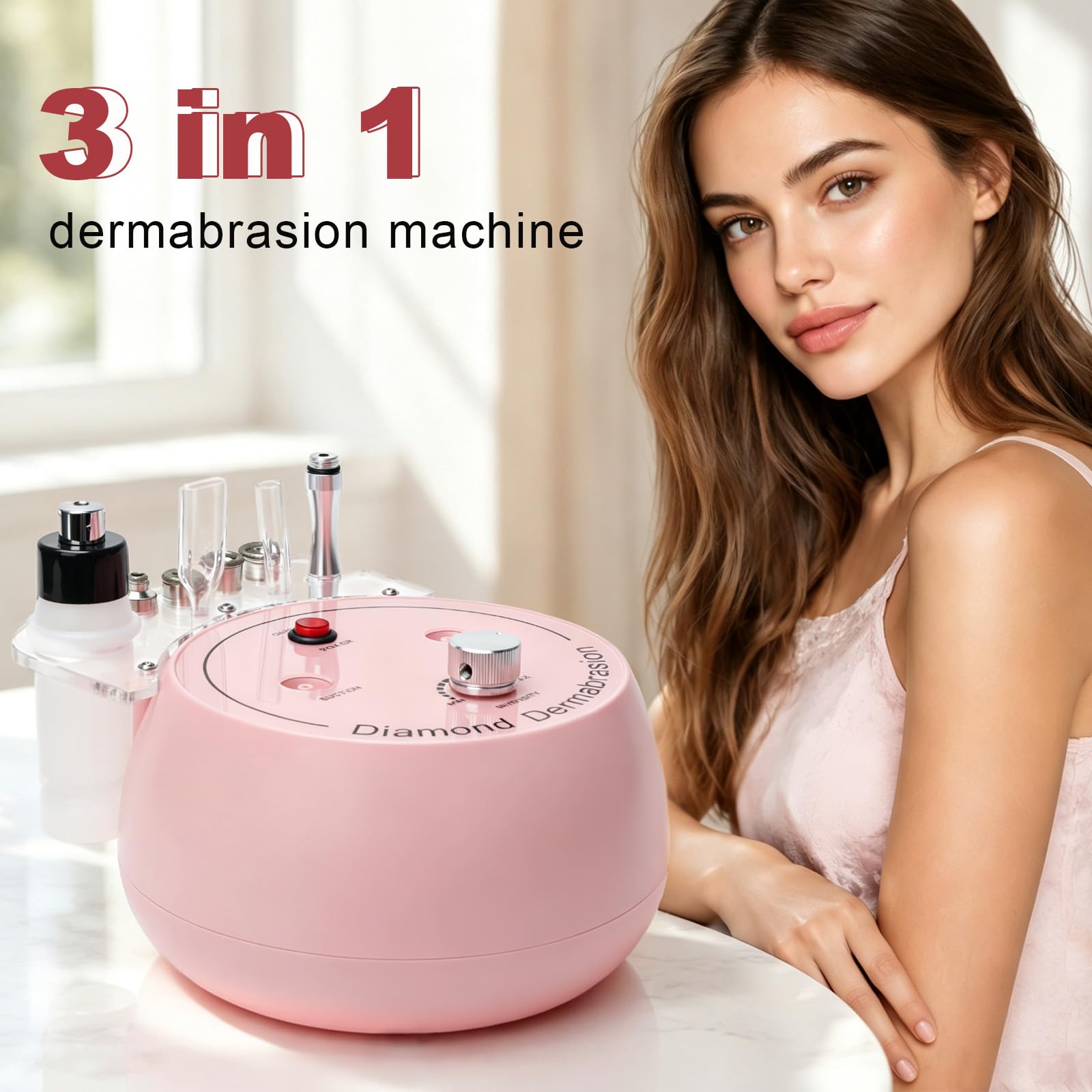 3 in 1 dispositivo di microdermoabrasione al diamante(rosa)