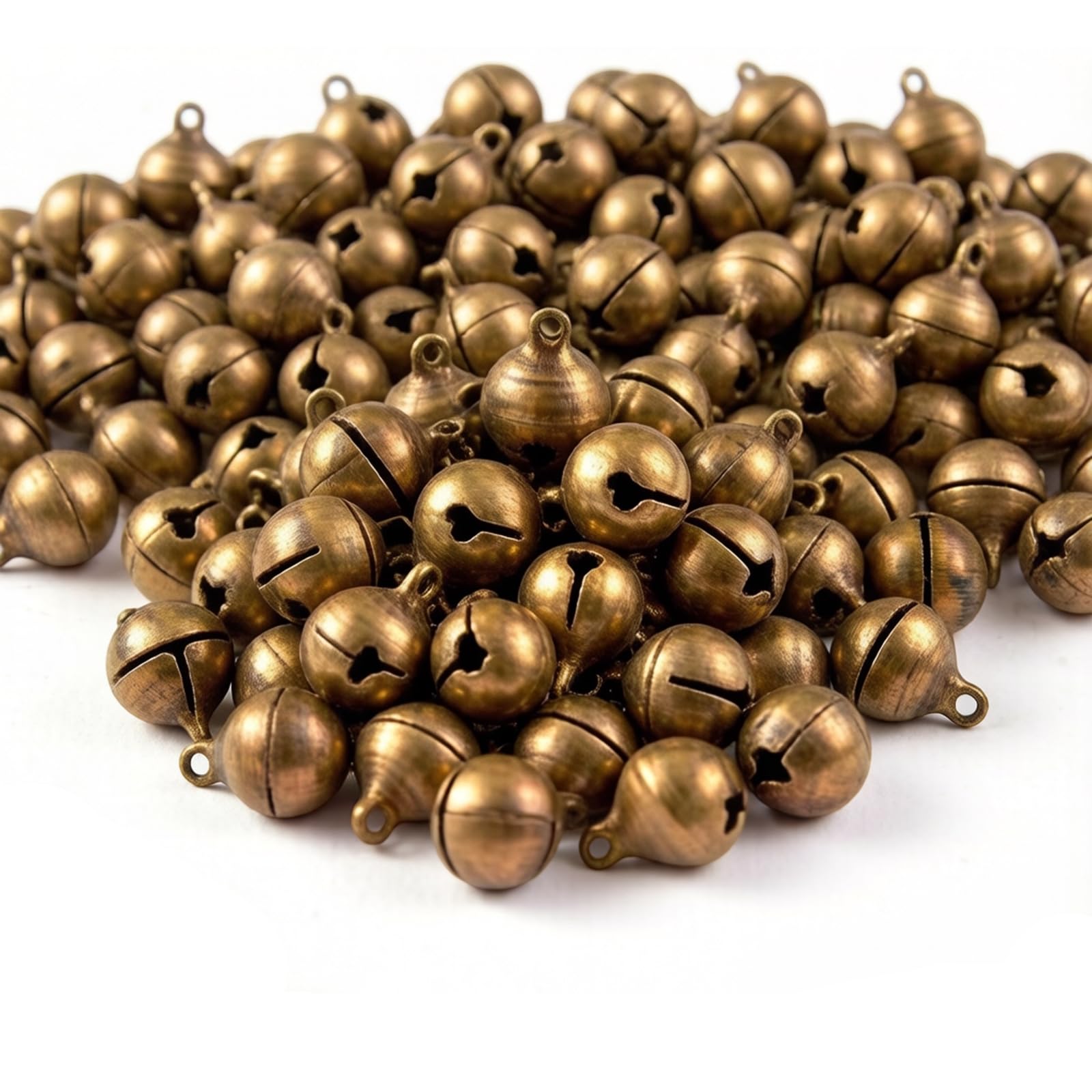 Cascabeles de Bronce Antiguo 12mm Campanas de Metal para Decoración Navideña y Collares Antipérdida Mascotas