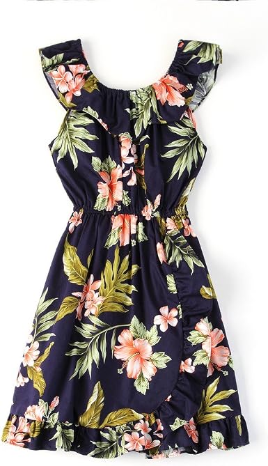 Hawaii Luau Wrap Ruffle Dress 
