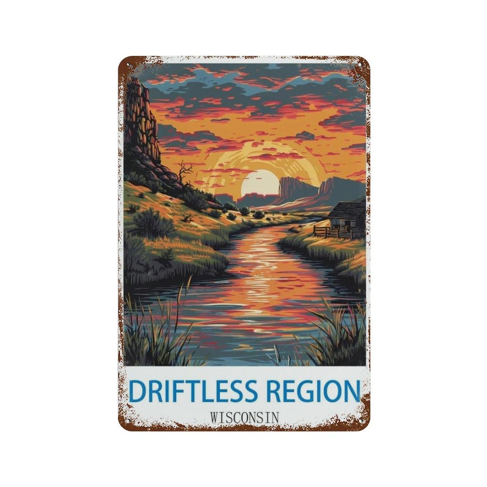 Driftless Region Wisconsin,Vintage Metal Sign Kitchen Bathroom Office Bar Coffee Garage Cave Home Living Wall Decor(30x40cm)12x16 inch-P86 — image 1