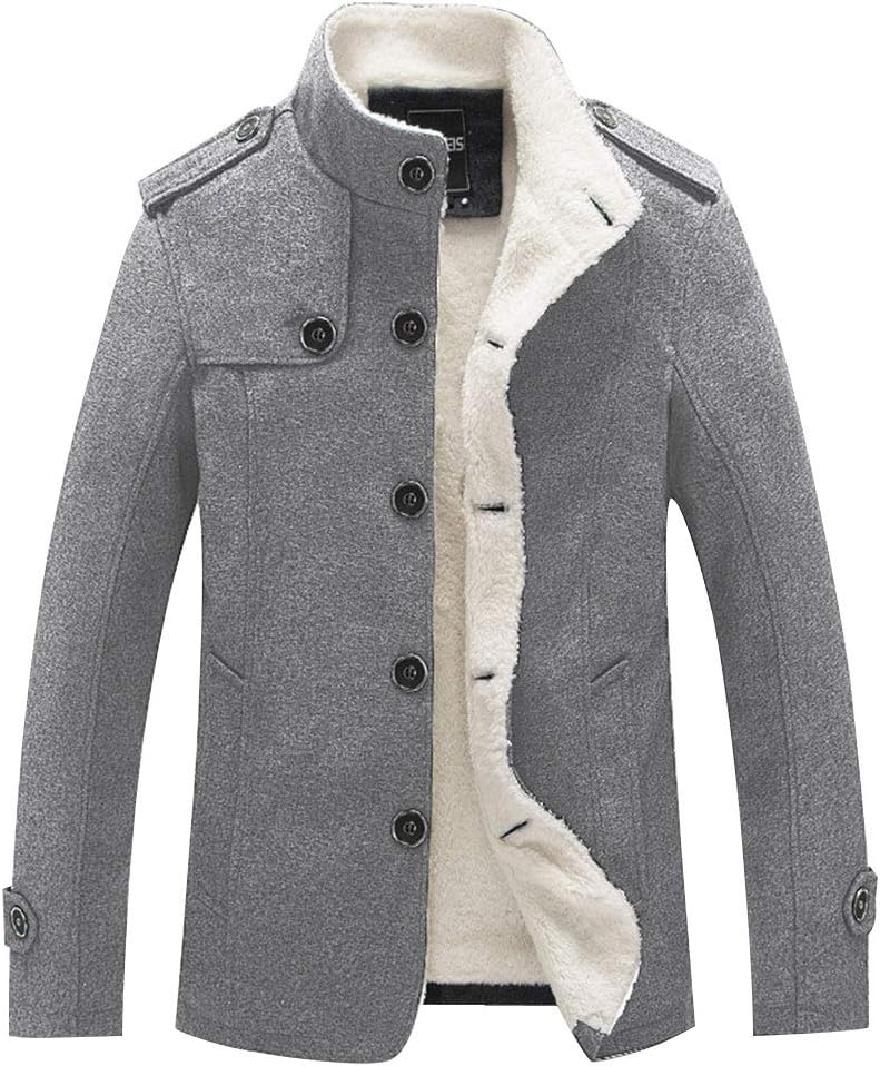 Sun Lorence Men's Stand Collar Wool 